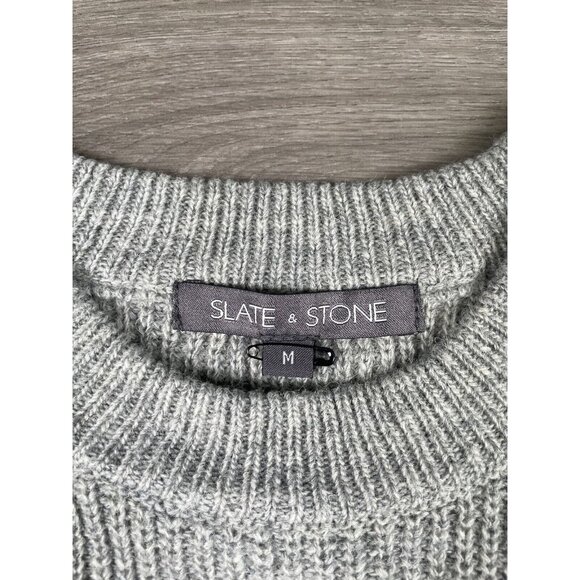 Slate & Stone Mens Pullover Sweater Gray Black White Color Block Stripe Size M - Picture 2 of 9